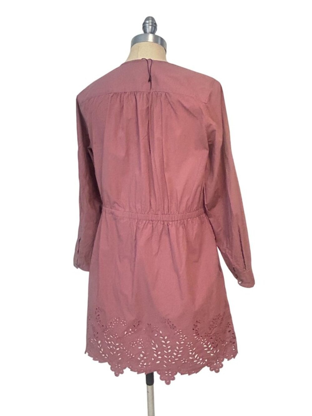 La Vie Rebecca Taylor Long Sleeve eyelet poplin Dress Medium - Picture 4 of 7